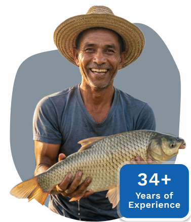 Farmer holding chick